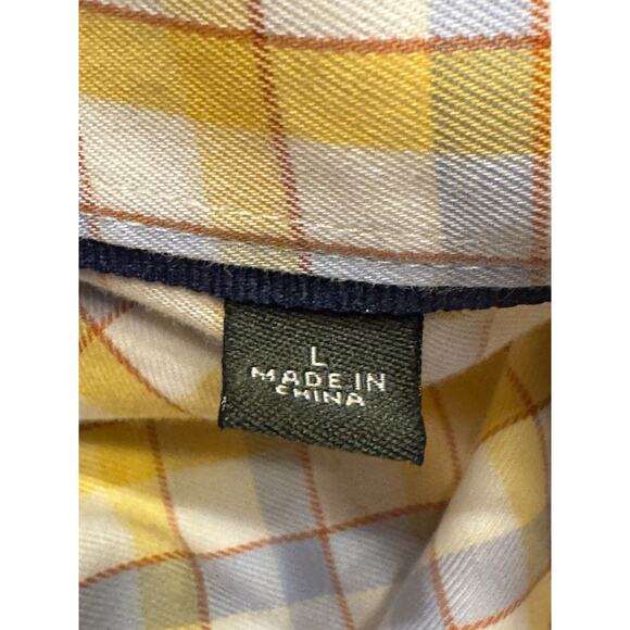 Large Orvis Wrinkle Free Button Down Shirt Yellow Check Windowpane Long Sleeve - Picture 8 of 13
